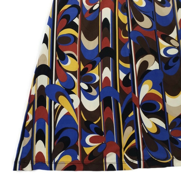 La Belle Multicolor Psychedelic Mod Print Half Sleeve Knit Wrap Dress Womens M - Picture 4 of 11